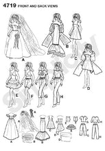 Load image into Gallery viewer, Simplicity 4719 Doll Fancy Clothing Sewing Pattern for Girls by Andrea Schewe, Size 11.5''