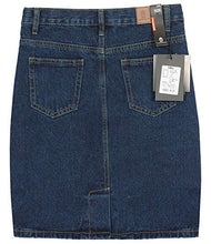 Load image into Gallery viewer, chouyatou Women's Basic Five-Pocket Rugged Wear Denim Skirt with Slit (Medium, Blue)