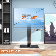 Load image into Gallery viewer, Universal Floor TV Stand with Mount 80 Degree Swivel Height Adjustable and Space Saving Design for Most 27 to 65 inch LCD, LED OLED TVs, Perfect for Corner & Bedroom HT1002B