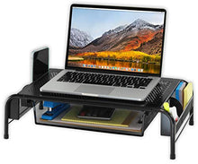 Load image into Gallery viewer, SimpleHouseware Metal Desk Monitor Stand Riser with Organizer Drawer