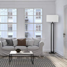 Load image into Gallery viewer, Globe Electric 67046 D'Alessio 58" Floor Lamp, Matte Black, White Linen Shade, On/Off Socket Rotary Switch