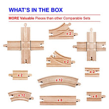 Load image into Gallery viewer, Tiny Conductors 52 Piece Wooden Train Track Set - 100% Real Wood, Compatible with Thomas and All Other Major Brands Wooden Toy Railroad Sets (52-Piece)