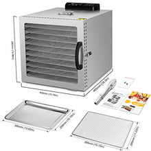 Load image into Gallery viewer, Food Dehydrator, 12 Layers Commercial Stainless Steel Fruit Dehydrator, 1000W Professional Adjustable Temperature Control and 0~24 Hours Digital Timer Food Dryer Household with Glass Window and 67 Recipes