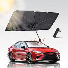 Load image into Gallery viewer, SPRFUFLY Car Windshield Sun Shade Umbrella, UV Reflecting Foldable Front Car Sunshade Umbrella, Easy to Use/Store Car Umbrella Protect Vehicle from UV Rays Sun and Heat, Fit Most Vehicle(57'' x 31'')