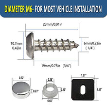 Load image into Gallery viewer, ZXFOOG Stainless Steel License Plate Screws-Rust Proof Car Tag Bolts for Fastening License Plate Cover, Front or Rear License Plate Frames with Screw Black Caps (M6 Screws+Chrome Caps)