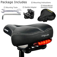 Load image into Gallery viewer, DAWAY Comfortable Men Women Bike Seat C99 Memory Foam Padded Leather Wide Bicycle Saddle Cushion with Taillight, Waterproof, Dual Spring Designed, Soft, Breathable, Fit Most Bikes, 1 Year Warranty