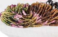 Load image into Gallery viewer, Green and Pink Tourmaline Beads, 3.5mm Watermelon Tourmaline Rondelle, Faceted Gemstone Beads, 13 inch full Strand - AAA Quality