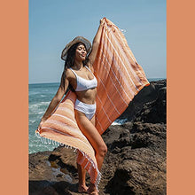 Load image into Gallery viewer, Cacala Turkish Bath Large Luxury Beach Highly Absorbent Quick and Easy Dry Soft and Comfortable Shower Towels for Bathroom, Spa, Pool 100% Organic Cotton Pure Series, 37" x 70", Orange