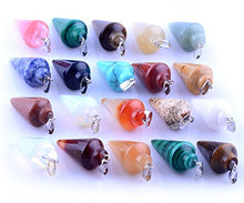 Load image into Gallery viewer, 20pcs Mutilcolor Stone Healing Chakra Pendulum Line Cone Pendants Crystal Quartz Stone Charms Lot for Women Jewelry Making