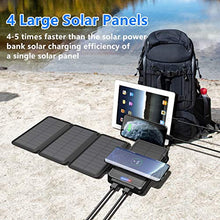 Load image into Gallery viewer, Solar Charger 35800mAh Solar Power Bank with Dual 3.1A Outputs Wireless Charger Waterproof Ultra Bright LED Panel Light and Flashlights Compatible Most Smart Phones Tablets and More