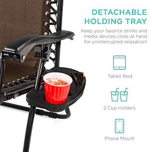 Load image into Gallery viewer, Best Choice Products 2-Person Double Wide Adjustable Folding Steel Mesh Zero Gravity Lounge Recliner Chair for Patio, Lawn, Balcony, Backyard, Beach, Outdoor Sports w/Cup Holders - Brown