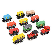 Load image into Gallery viewer, DeXop Wooden Train Set, Toy Train Sets for Kids, Wood Train Set for Toddlers,12PCS Toy Trains for 1 2 3 4 Year Old Boys