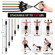 Load image into Gallery viewer, CHAREADA 23 Pack Resistance Bands Set Workout Bands, 5 Stackable Exercise Bands 5 Loop Resistance Bands 2 Core Sliders – Door Anchor Handles Ankle Straps Carry Bag Instant Cooling Towel Wrist Wraps