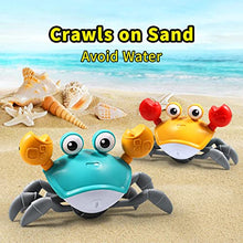 Load image into Gallery viewer, Sensing Crawling Crab, Tummy Time Baby Toys, Interactive Walking Dancing Toy with Music Sounds & Lights, Infant Fun Birthday Gift Toddler Boy Girl, USB Charging Cable Included (Green)