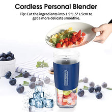 Load image into Gallery viewer, KLOUDI Portable Blender, Cordless Personal Blender Juicer, Mini Mixer, Waterproof Smoothie Blender With USB Rechargeable, BPA Free Tritan 300ml, Home, Office, Sports, Travel, Outdoors Blue
