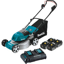 Load image into Gallery viewer, Makita XML03CM1 36V (18V X2) LXT® Brushless 18" Lawn Mower Kit with 4 Batteries