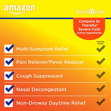 Load image into Gallery viewer, Amazon Basic Care Severe Cold & Flu Relief, Green Tea & Honey Lemon Flavors; Relieves Cough, Sore Throat Pain, Body Ache, Headache and Fever, 6 Count