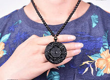 Load image into Gallery viewer, c1lint7785631 Pure Natural Obsidian Pendant Necklace Obsidian Crystal Pendant Necklace Pattern with Extend Bead Chain for Men or Women (Dragon Phoenix Gossip)
