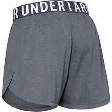 Load image into Gallery viewer, Under Armour Girls' Play Up Solid Workout Gym Shorts , Pitch Gray Light Heather (012)/Metallic Silver , Youth Medium