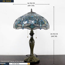 Load image into Gallery viewer, Tiffany Lamps 24 Inch Tall 2 Light Sea Blue Stained Glass Crystal Bead Dragonfly Style Table Lamp Shade Desk Beside Lamp Antique Zinc Base for Coffee Table Living Room Bedroom S147 WERFACTORY