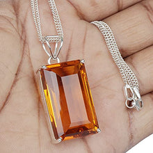 Load image into Gallery viewer, GEMHUB 25.50 Gram Yellow Citrine Pendant Without Chain, Emerald Cut Sterling Silver Pendant Without Chain Jewelry Fashion Idea