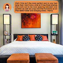 Load image into Gallery viewer, 3-in-1 Shelf Floor Lamp with 2 Fast Charging USB Ports and 1 Power Outlet, 3-Tiered LED Shelf Floor Lamp, Shelf & Storage & LED Floor Lamp Combination, Modern Standing Light for Living Room, Bedroom