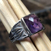 Load image into Gallery viewer, Genuine 2ct Purple Amethyst 925 Solid Sterling Silver Men's Ring Size 8, 9