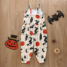 Load image into Gallery viewer, Halloween Toddler Girls' Sleeveless Jumpsuits Rompers with Pocket Cute Pumpkin Cat Ghost Harem Pants Outfits 1-6 Years