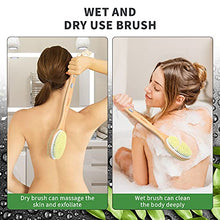 Load image into Gallery viewer, Metene Bamboo Body Brush with Stiff and Soft Natural Bristles, Back Scrubber for Shower with Long Handle, Dual-sided Brush Head for Wet or Dry Brushing, Exfoliating Skin and Clean the Body Easily