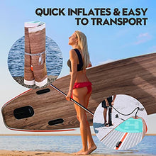 Load image into Gallery viewer, Highpi Inflatable Stand Up Paddle Board 11'x33''x6''W Premium SUP Accessories & Backpack, Wide Stance, Surf Control, Non-Slip Deck, Leash, Paddle and Pump, Standing Boat for Youth & Adult…