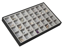 Load image into Gallery viewer, JackCubeDesign Stackable Synthetic Leather Jewelry Tray Earring Necklace Bracelet Ring Organizer Display Storage Box(Set of 4, Black, 16 x 9.6 x 1.6 inches for 1 Unit)- :MK212-1ABCD