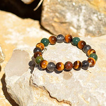 Load image into Gallery viewer, Triple Stone Ultimate Physic Abilities Bracelet – Metaphysical Bracelet– Spiritual Bracelets – Tiger Eye – Blood Stone – Iolite – Supernatural stone Bead Bracelet (10mm)