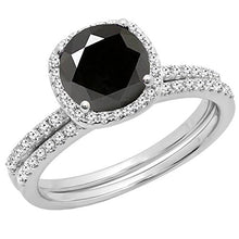 Load image into Gallery viewer, Dazzlingrock Collection 2.00 Carat (ctw) 14K Round Cut Black & White Diamond Engagement Ring Set 2 CT, White Gold, Size 7