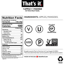 Load image into Gallery viewer, That's it. Apple + Mango 100% Natural Real Fruit Bar, Best High Fiber Vegan, Gluten Free Healthy Snack, Paleo for Children & Adults, Non GMO No Sugar Added, No Preservatives Energy Food (12 Pack)