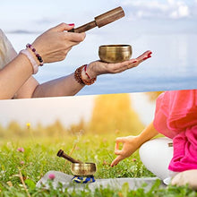 Load image into Gallery viewer, Tibetan Singing Bowl Set - Sing Bowl Unique Gift Helpful for Meditation, Yoga, Relaxation, Chakra Healing, Prayer and Mindfulness (Golden)