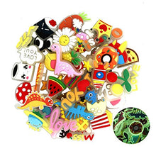 Load image into Gallery viewer, FOOIND 45PCS Shoe Charms Glow in the Dark & 1 Wristbands ,Food Pattern Shoe Charms for Croc Clog Shoes Bands Bracelet Wristband Party, Dinosaur Pattern Shoe Charms for Teens Children Birthday Gifts