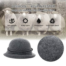 Load image into Gallery viewer, Winter Bucket Cloche Hat for Women Wool Felt 1930s Vintage Fedora Bowler Church Derby Party Ladies Camel