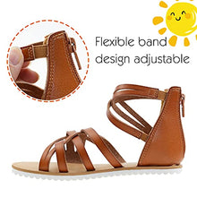 Load image into Gallery viewer, LseLom Girls Fashion Gladiator Casual Sandals Open-Toe Ankle Strap Brown Size 2