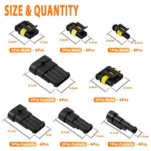 Load image into Gallery viewer, AutoEC 352PCS Electrical Connectors Plug Kit, Waterproof Automotive Motorcycle Electrical Wire Connector Terminals, 1 2 3 4 Pin Truck Harness Plug Car Spark Plug Connector for Car, Truck, Motorcycle