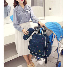 Load image into Gallery viewer, QIMIAOBABY Diaper Bag Smart Organizer Waterproof Travel Diaper Backpack Handbag with Changing Pad (Blue Flowers)