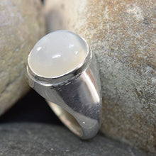 Load image into Gallery viewer, 55Carat Natural Moonstone Silver Ring for Men 7 Carat Oval Birthstone Size 4,5,6,7,8,9,10,11,12,13