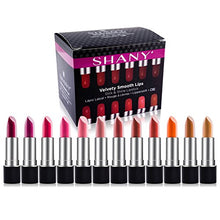 Load image into Gallery viewer, SHANY Slick & Shine Lipstick Set - 12 Matte color Long Lasting & Moisturizing Lip Colors with Vitamin E and Aloe Vera.