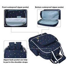 Load image into Gallery viewer, QIMIAOBABY Diaper Bag Smart Organizer Waterproof Travel Diaper Backpack Handbag with Changing Pad (Blue Flowers)