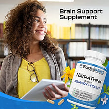 Load image into Gallery viewer, SuppliMind NatraThink - Memory + Focus Brain Support Pills, Focus Vitamins for Adults, Nutritional Memory Booster for Men and Women, with L-Glutamine and Ginkgo Biloba, 30-Day Supply