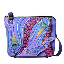 Load image into Gallery viewer, Anna by Anuschka Crossbody Organizer Bag - Genuine Leather - Dreamy Peacock Dewberry