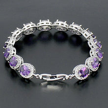 Load image into Gallery viewer, Oval Ladies Tennis Bracelet Garnet White Topaz Amethyst Citrine Peridot Pink Topza 7 inch (Amethyst)