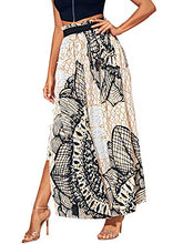 Load image into Gallery viewer, SheIn Women's Summer Boho Floral Print Fringe Split Thigh Full Length Maxi Skirt Multicolor Large