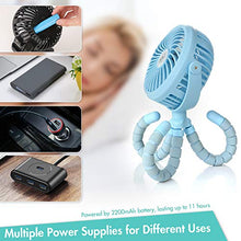 Load image into Gallery viewer, Amacool Battery Operated Stroller Fan Flexible Tripod Clip On Fan with 3 Speeds and Rotatable Handheld Personal Fan for Car Seat Crib Bike Treadmill (Blue)