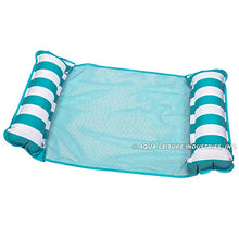 Load image into Gallery viewer, Aqua 4-in-1 Monterey Hammock Inflatable Pool Float, Multi-Purpose Pool Hammock (Saddle, Lounge Chair, Hammock, Drifter) Pool Chair, Portable Water Hammock, Light Blue/White Stripe