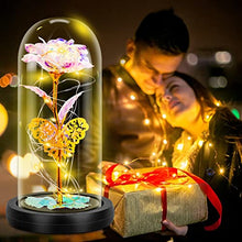 Load image into Gallery viewer, HOMILY Galaxy Rose Flower Gift for Her, Forever Rose Light Up in Glass Dome, Gifts for Valentine’s Day, Birthday and Wedding Anniversary